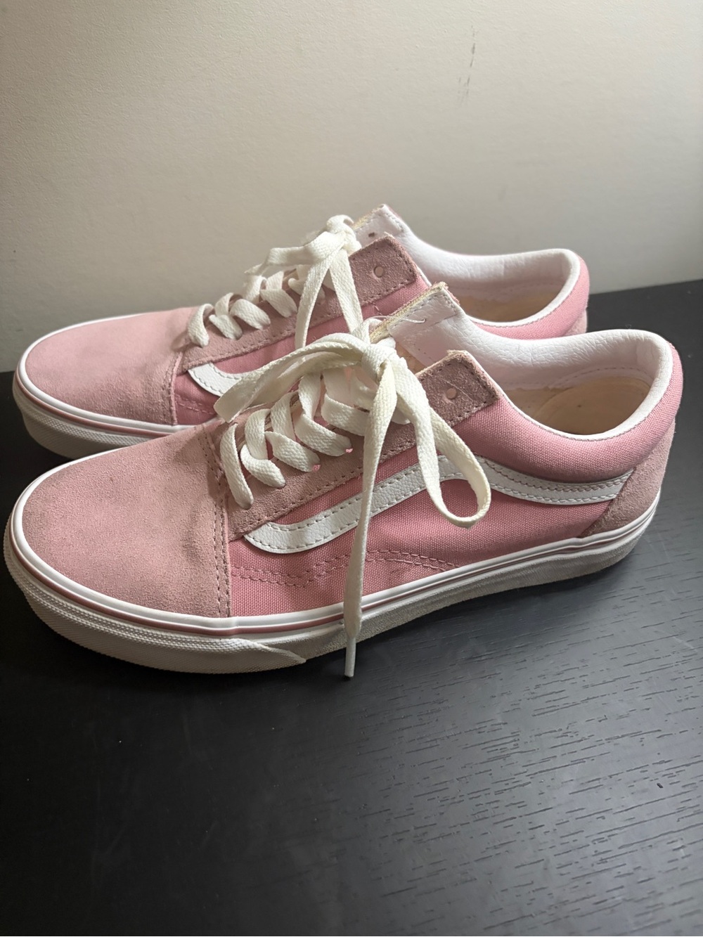 Vans Pink Old-Skool Low Top Suede & Canvas Sneakers with White Stripe